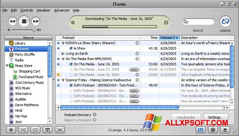 スクリーンショット iTunes Windows XP版