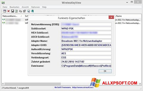 スクリーンショット WirelessKeyView Windows XP版