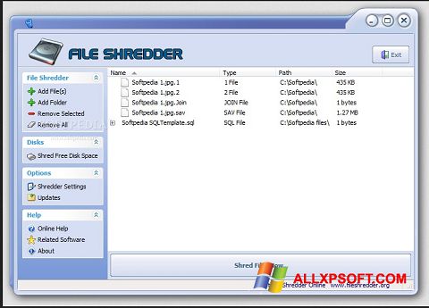スクリーンショット File Shredder Windows XP版