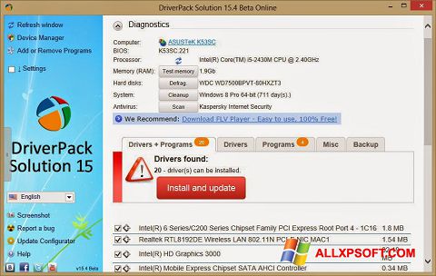 スクリーンショット DriverPack Solution Online Windows XP版