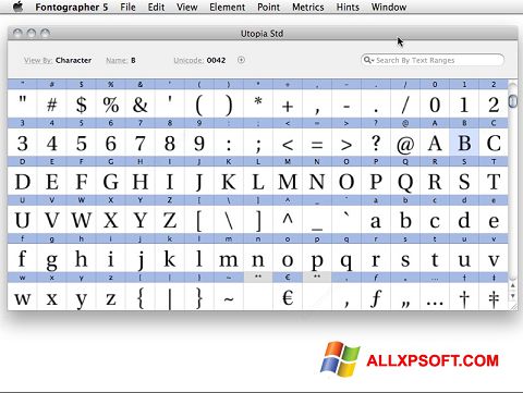 スクリーンショット Fontographer Windows XP版
