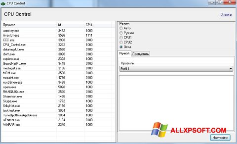 スクリーンショット CPU-Control Windows XP版