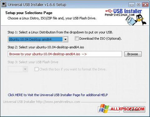 スクリーンショット Universal USB Installer Windows XP版