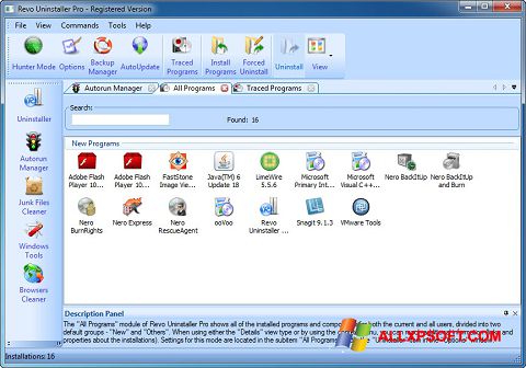 スクリーンショット Revo Uninstaller Pro Windows XP版